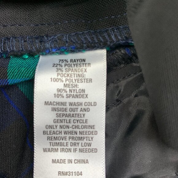 Kim Rogers Rayon Tummy Control Plaid/Academia Pull-On Pants Women's Size 14S - Picture 6 of 6